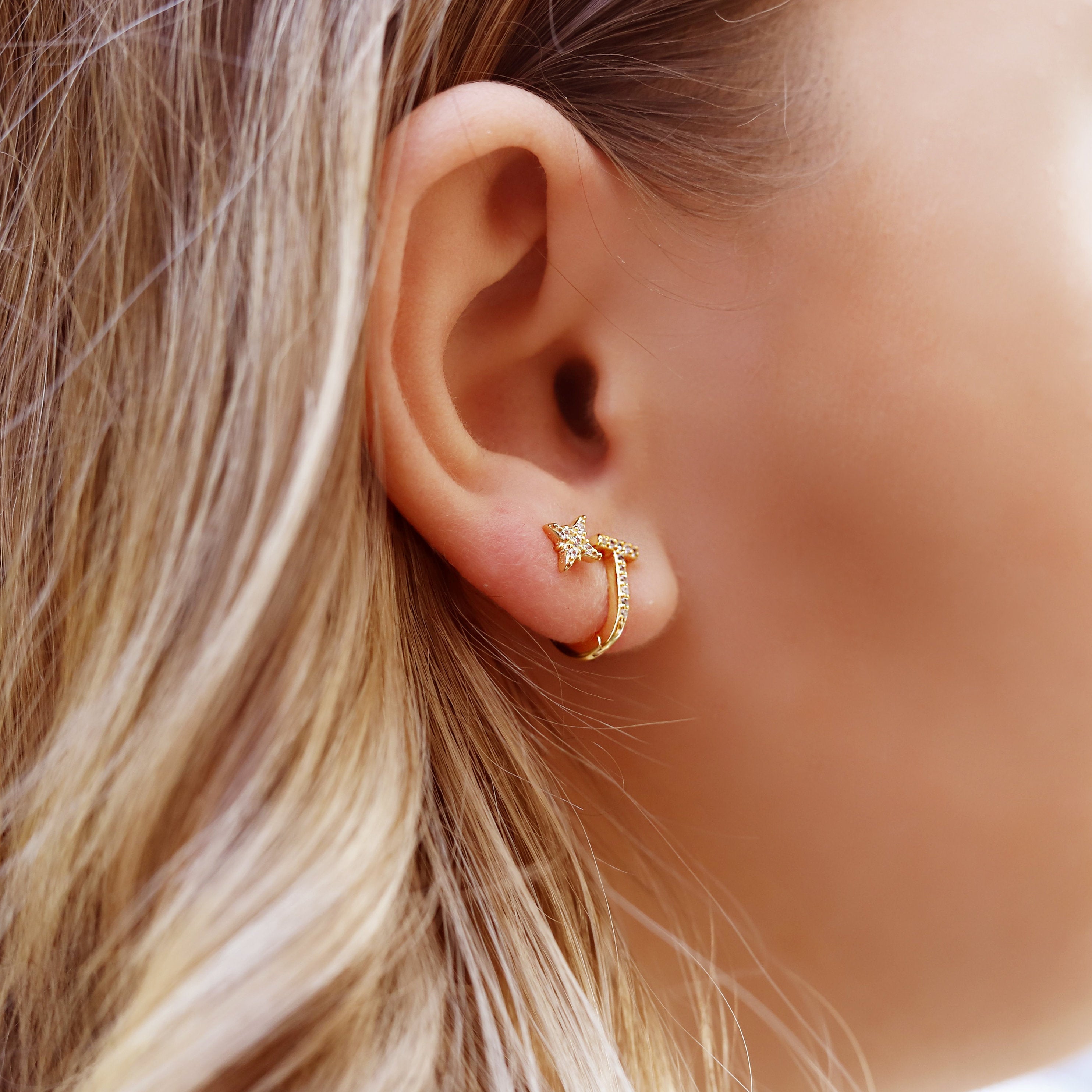 WINNIE - Sterling Silver Huggie Hoop Earrings