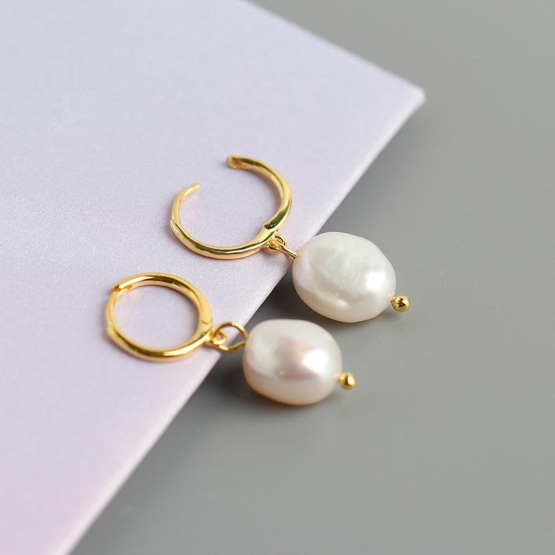 DESTINY - Sterling Silver Huggie Hoop & Pearl Hoop Open Earrings - Amber James Jewellery