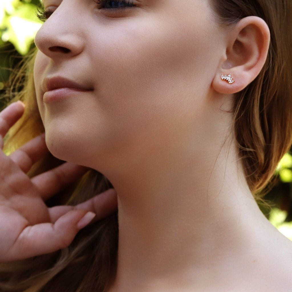 NIKOLA-Tiny Stud Earrings - New Minimalist Earrings - Minimalist Earrings Tiara- Studs - Tiny Earrings - Earrings for Multiple Piercings