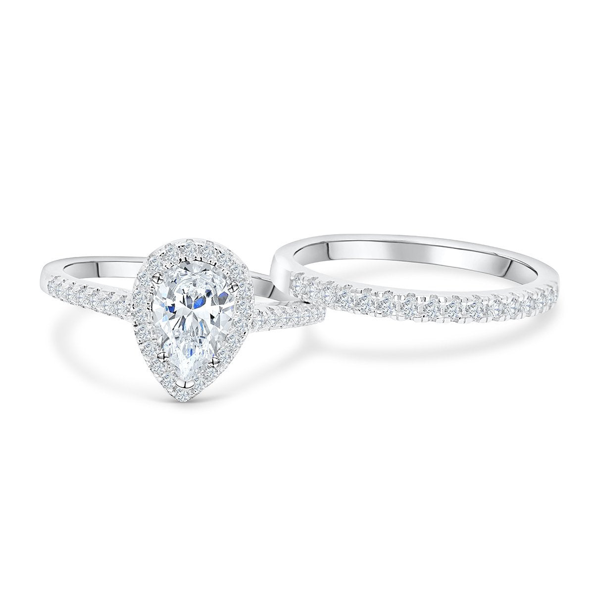 ELIZA- Sterling Silver Engagement, Halo &  Promise Ring set - Amber James Jewellery