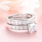 ELIZABETH -  Sterling Silver Princess cut Engagement & Promise Ring set - Amber James Jewellery