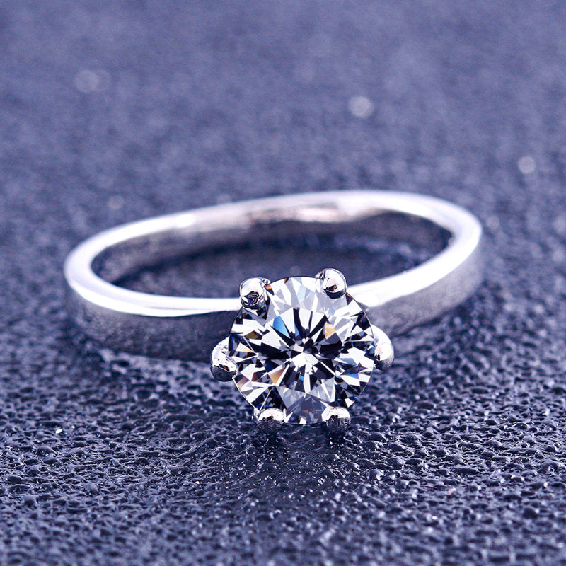 LOLA - Sterling Silver Round Engagement & Promise Ring - Amber James Jewellery