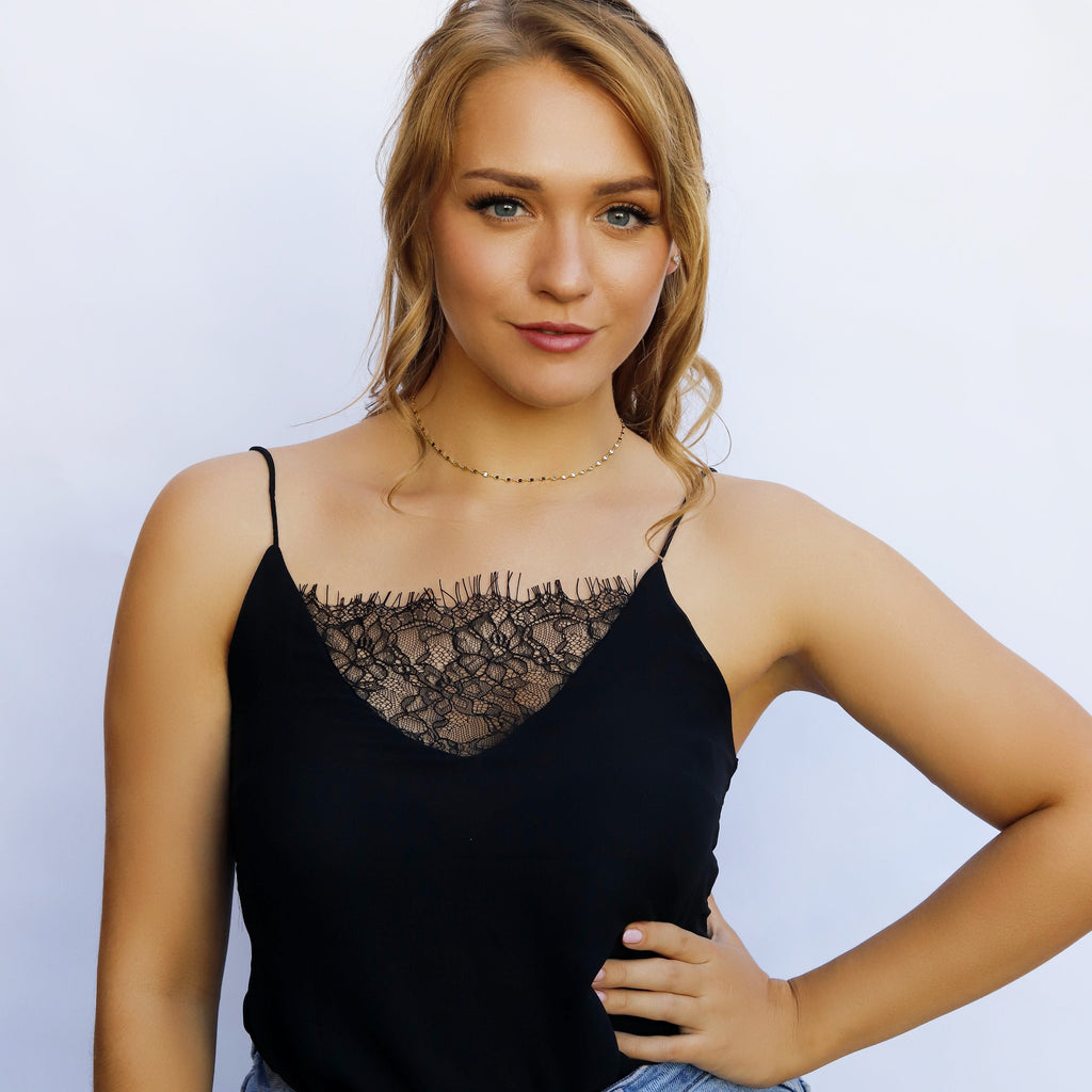 Samantha - Super Dainty Chain Choker•Double Mirror Chain• Lace Chain• Simple Choker Necklace