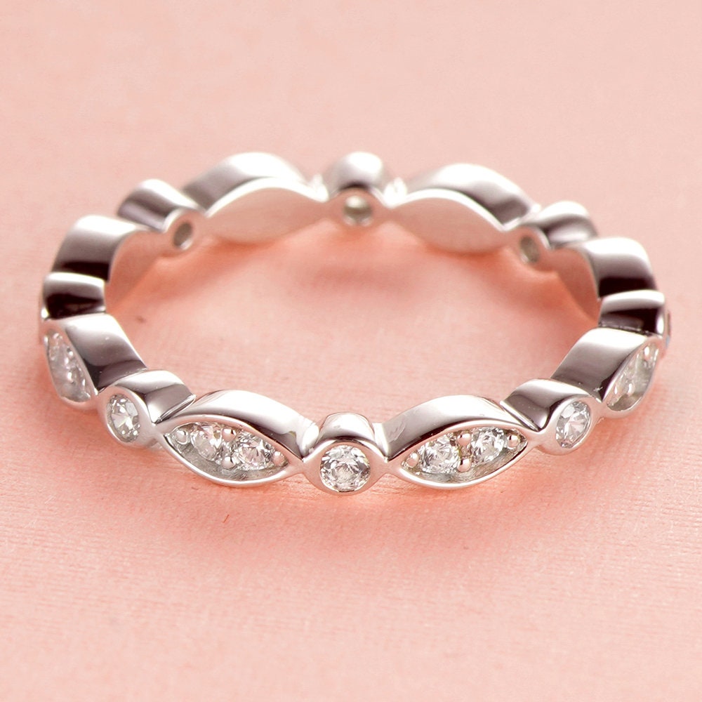 Briana - Wave Eternity ring | Sterling Silver Engagement Ring | Promise Ring for women