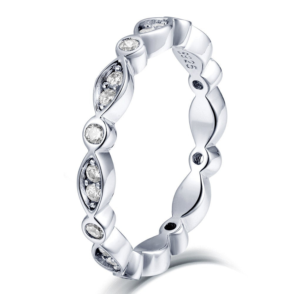 Briana - Wave Eternity ring | Sterling Silver Engagement Ring | Promise Ring for women