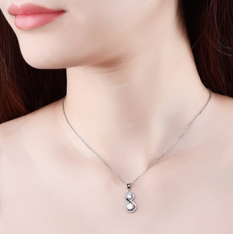 CLEORANE - 925 Sterling Silver infinity Dainty Necklace,Man Made Diamond Stimulant,Bridal Wedding Gift