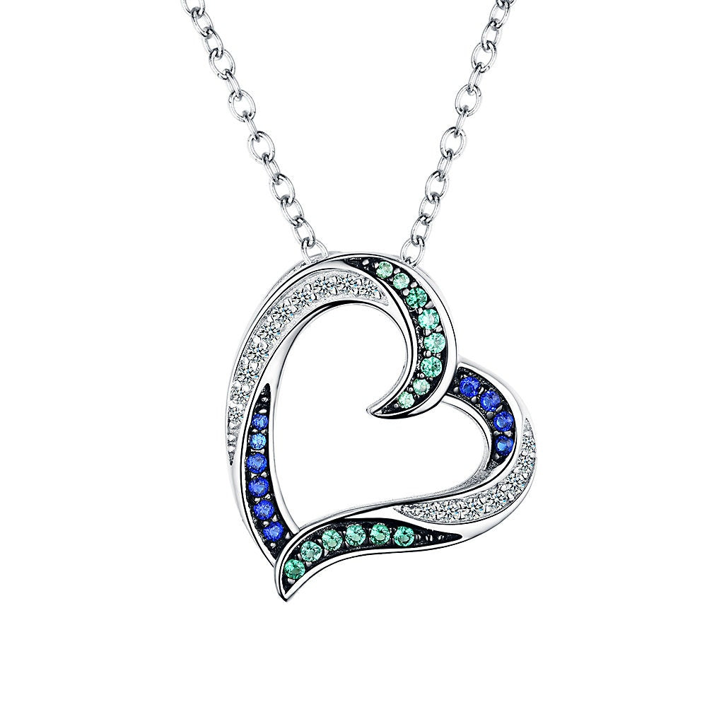 VERITY - 925 Sterling Silver dainty Necklace, Pave Heart style necklace, Man Made Diamond Stimulant, Bridal Wedding Gift