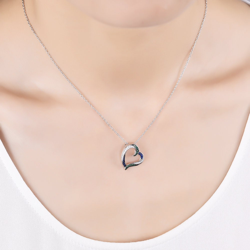 VERITY - 925 Sterling Silver dainty Necklace, Pave Heart style necklace, Man Made Diamond Stimulant, Bridal Wedding Gift