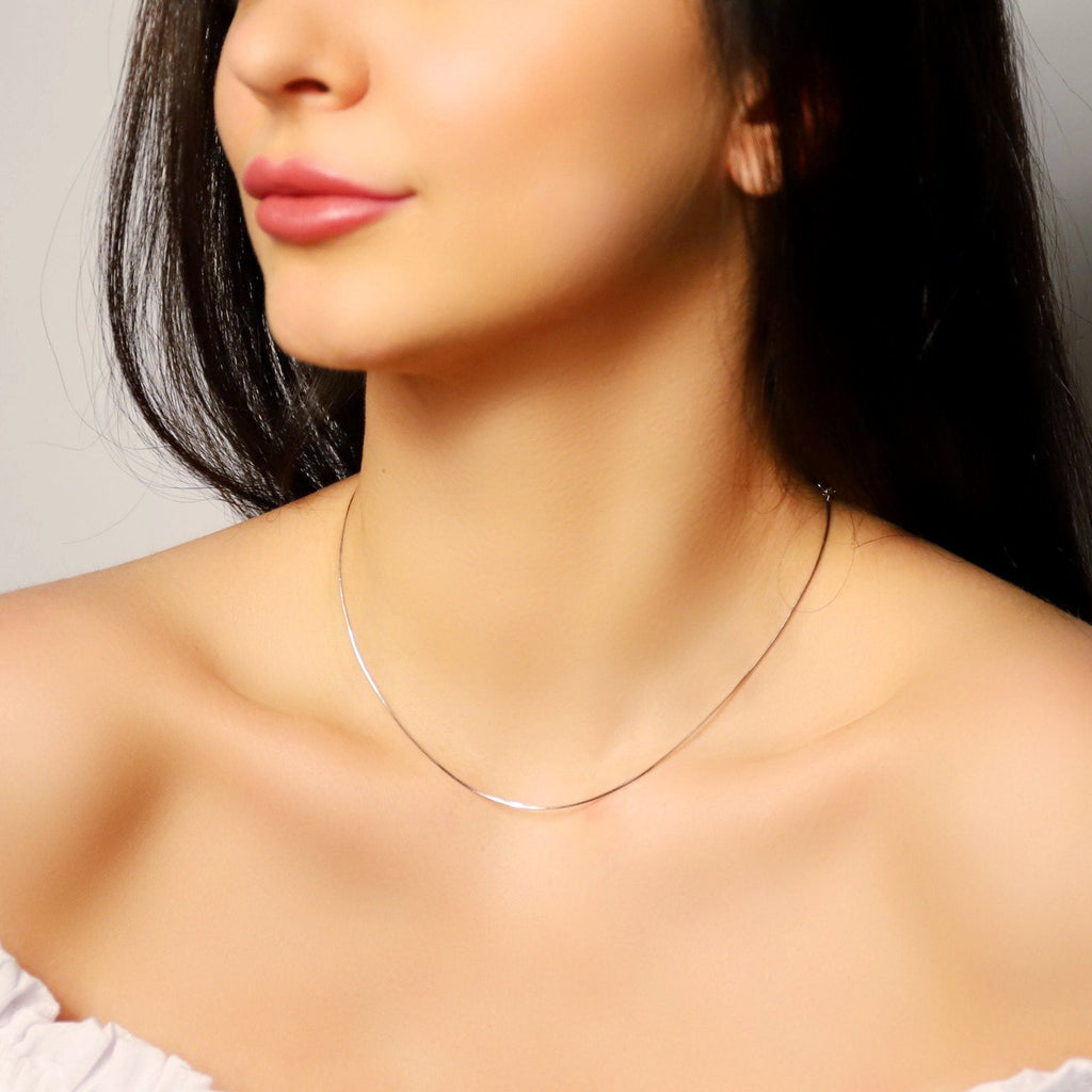 ROSIE - Sterling Silver Skinny Plain Chain Necklace, Available in Silver/Gold Tone