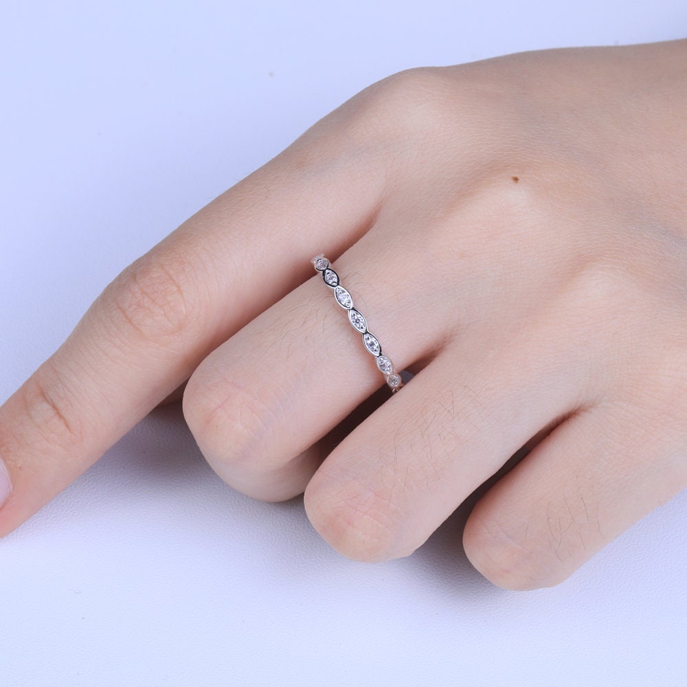 Daisy - Ripple Eternity ring | Sterling Silver Engagement Ring | Promise Ring for women