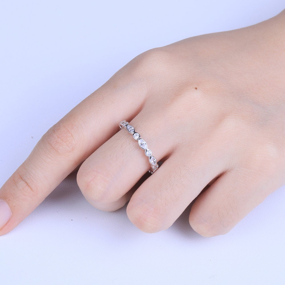 Briana - Wave Eternity ring | Sterling Silver Engagement Ring | Promise Ring for women
