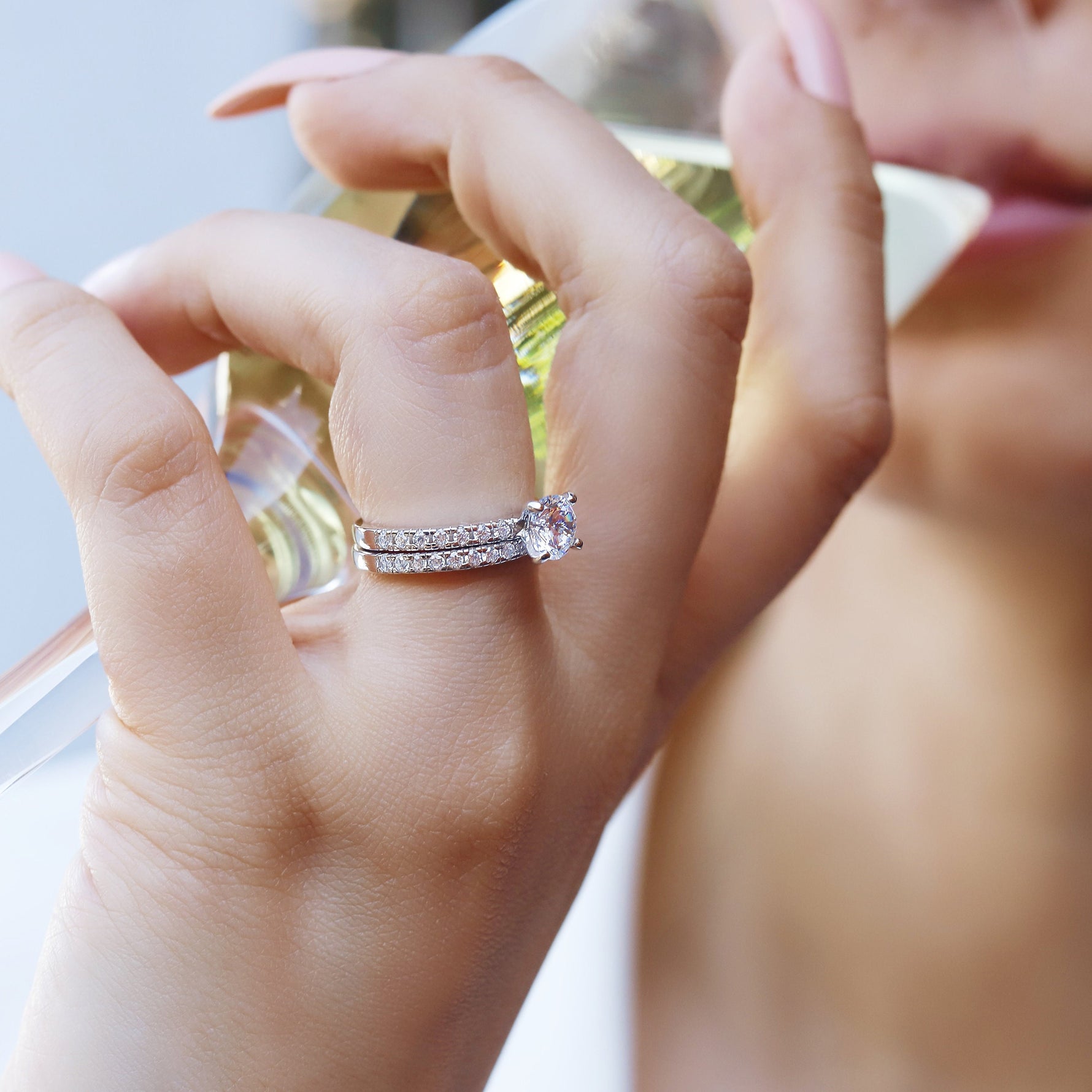 Sterling silver Sophia promise ring for women featuring a delicate design, perfect for engagement or anniversary celebrations.