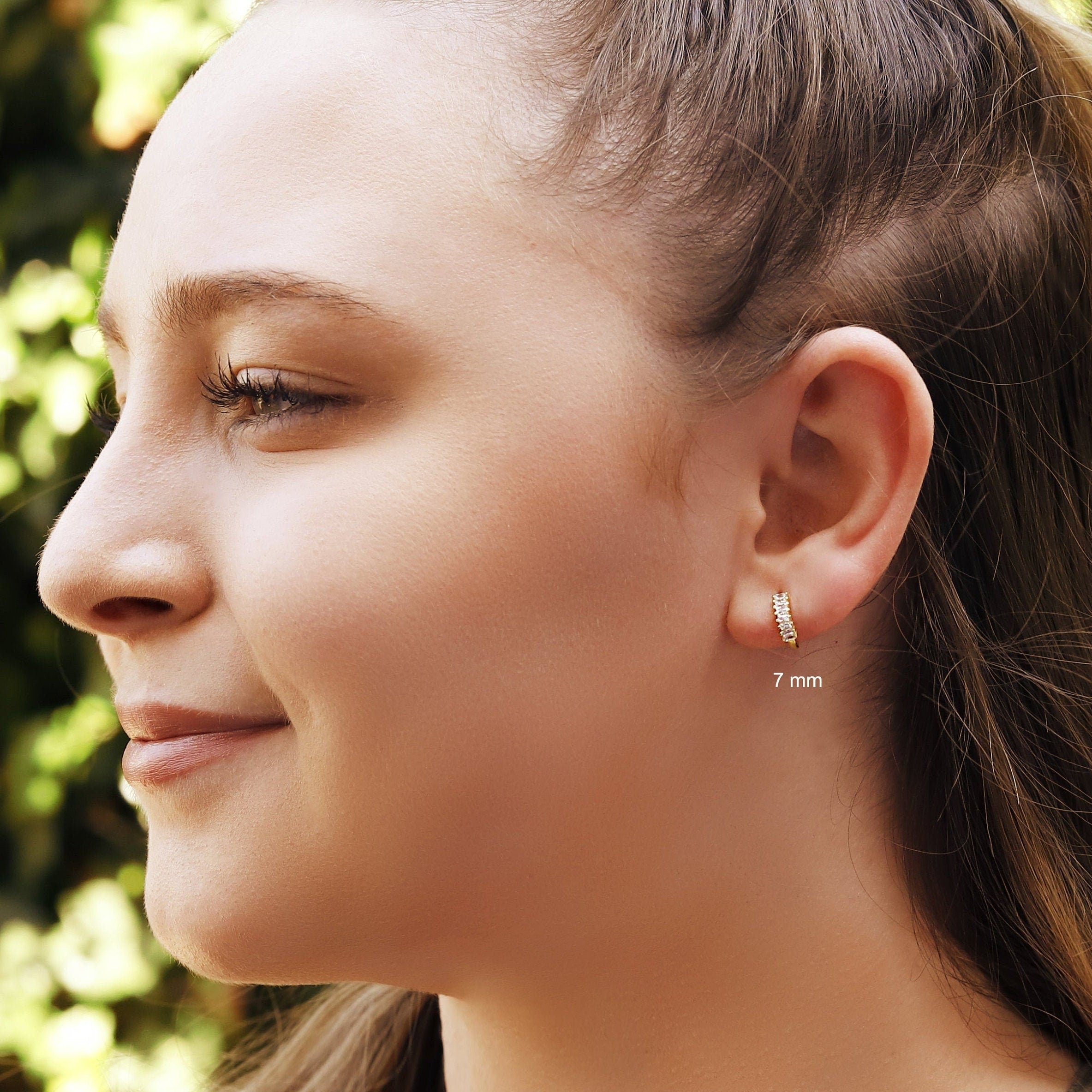 Sterling Silver Huggie Hoop Earrings | Baguette Hoop Earrings | Minimalist Earrings | Gold Lightweight Hoops | Simple Silver Earrings |