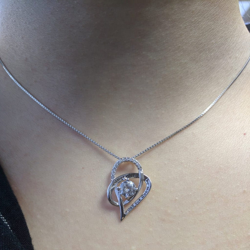 Cara - 925 Sterling Simulated Diamond Engraved Love Necklace
