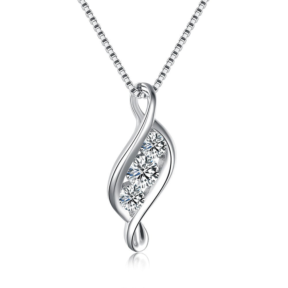 JOE - Delicate Three stone flame style Necklaces & box Chain, Christmas gift