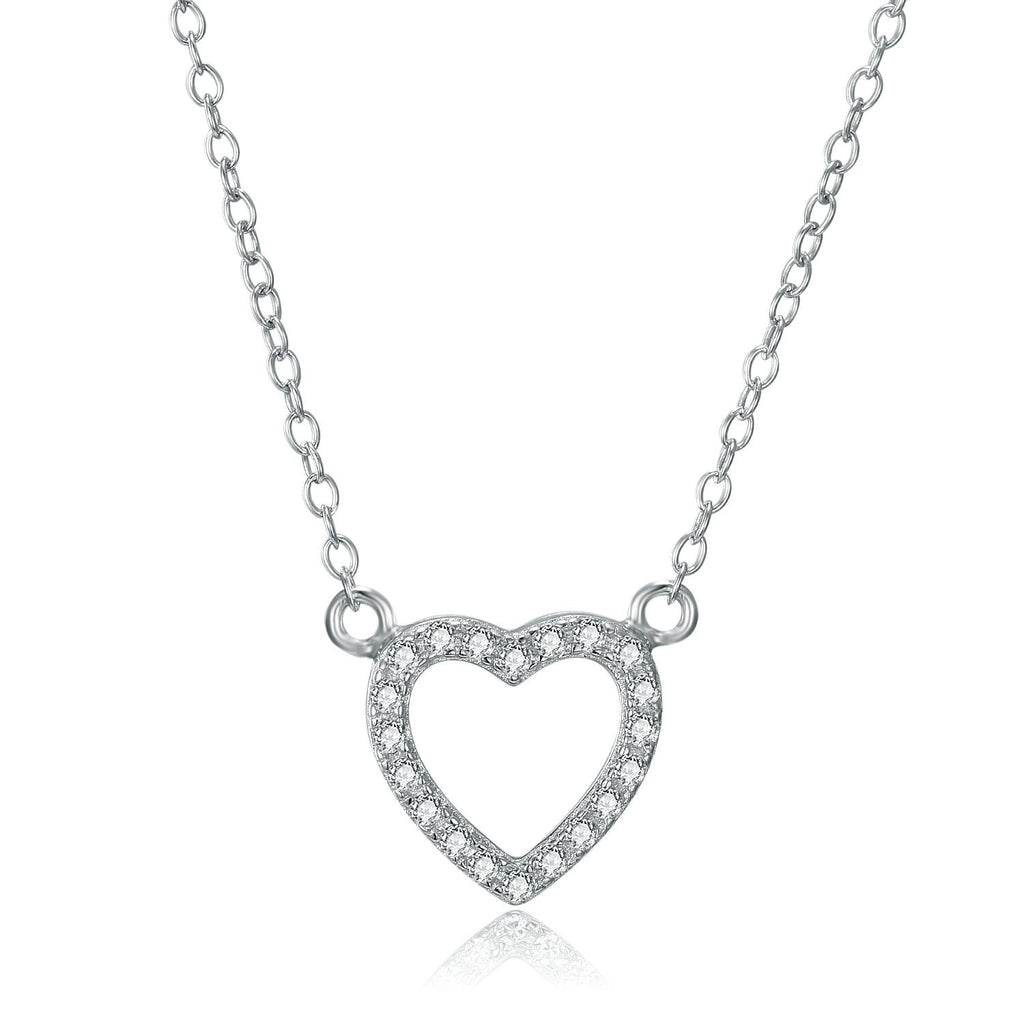 CLOVER - 925 Sterling Silver dainty Necklace, Elegant Heart style necklace, Man Made Diamond Stimulant, Bridal Wedding Gift