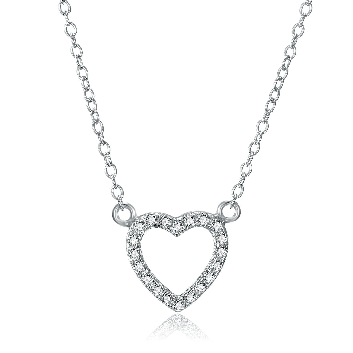 CLOVER - 925 Sterling Silver dainty Necklace, Elegant Heart style necklace, Man Made Diamond Stimulant, Bridal Wedding Gift