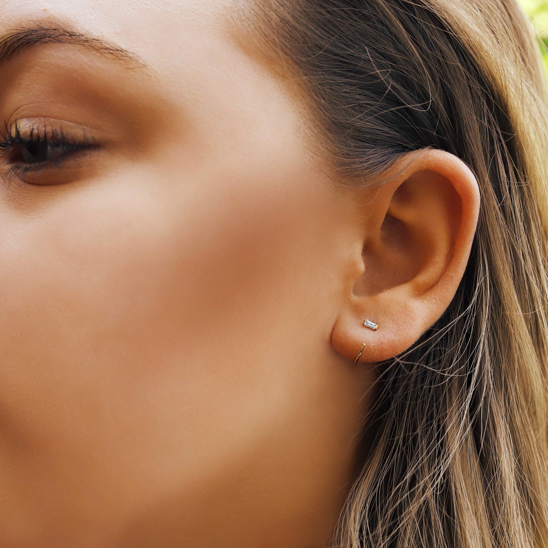 Milana - Minimalist Baguette Hoops • small hoop earrings • open hoop earrings • dainty hoops • silver hoops • Baguette hoops