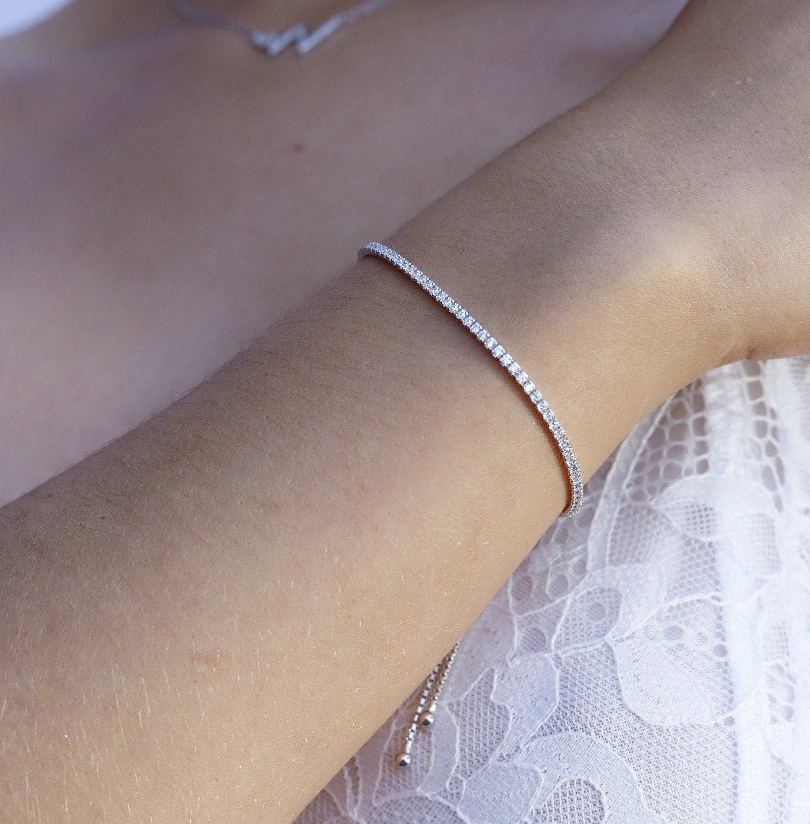 Chevron - Chain Bracelet, Adjustable Bracelet, Sterling Silver Bracelet