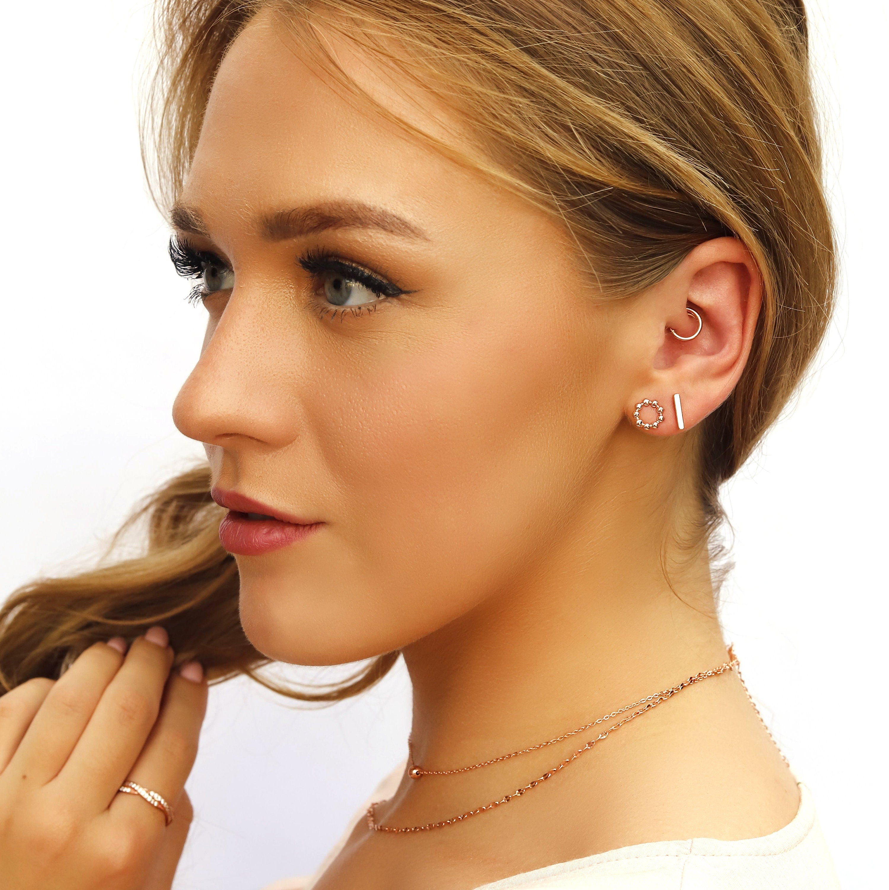 Circle Earrings, Silver Circle Studs, Circle Earrings, Sterling Silver Stud Earrings, Geometric Stud Earrings, Crystal Stud Earrings
