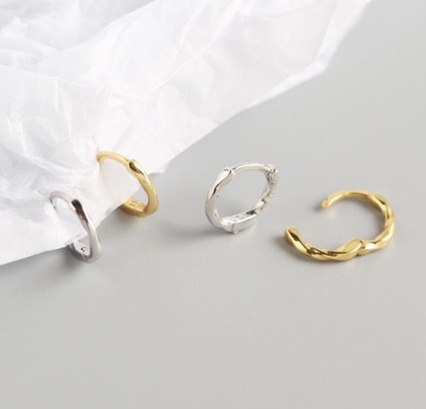 Minimalist Huggie Hoops • small hoop earrings • open hoop earrings • dainty twisted gold hoops • silver hoops • huggie hoop earrings •