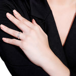 AJJ Claire full round CZ stone engagement and wedding band with eternity design, perfect for anniversaries or Valentine's Day.