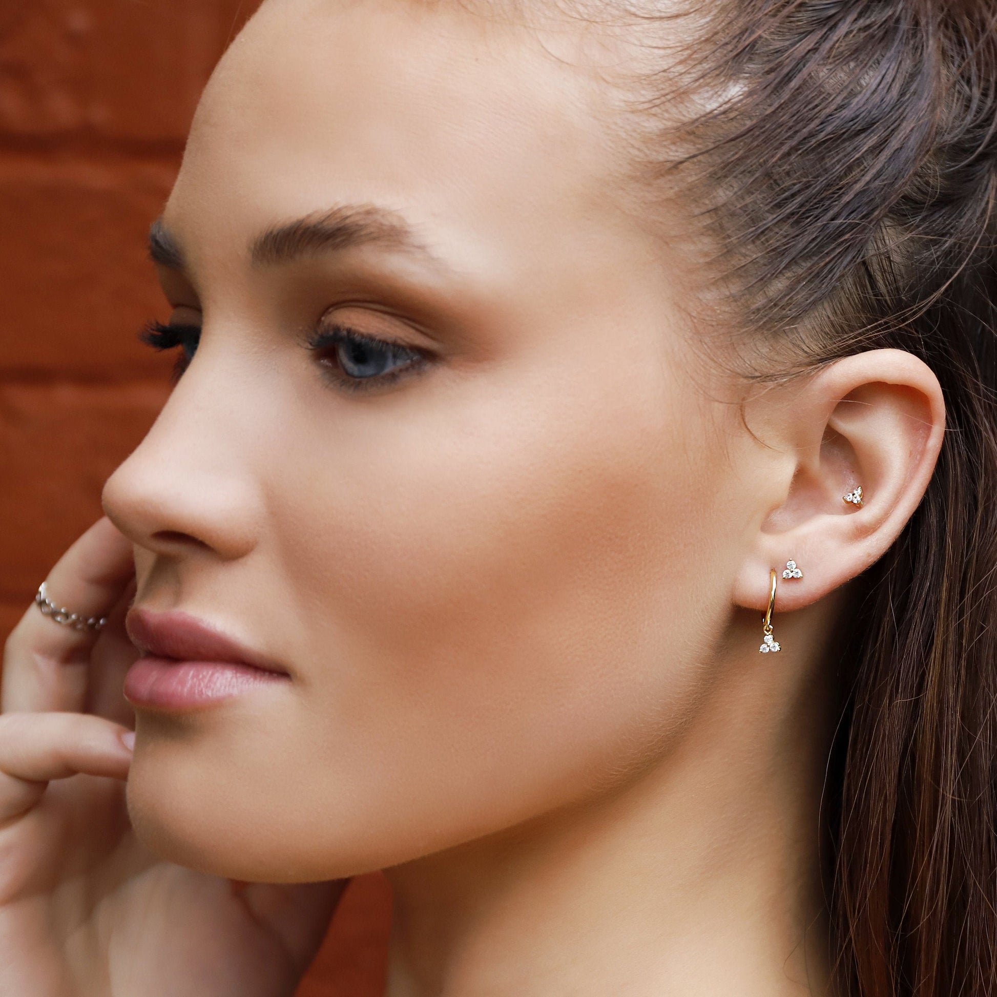 Tiny Huggie Drop Hoop Earrings,Huggie Hoop Earrings,Dainty CZ Hoop Earrings, Dainty Huggies,18K Gold Plated Hoops,Sterling Silver Huggies