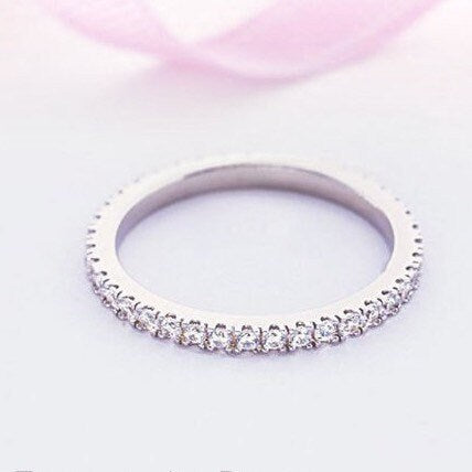 kaitie - Wedding Band, Full Round Engagement Ring, Crystal Wedding Ring, Bridal Ring, Delicate Eternity Band, Full Round Bridal Band