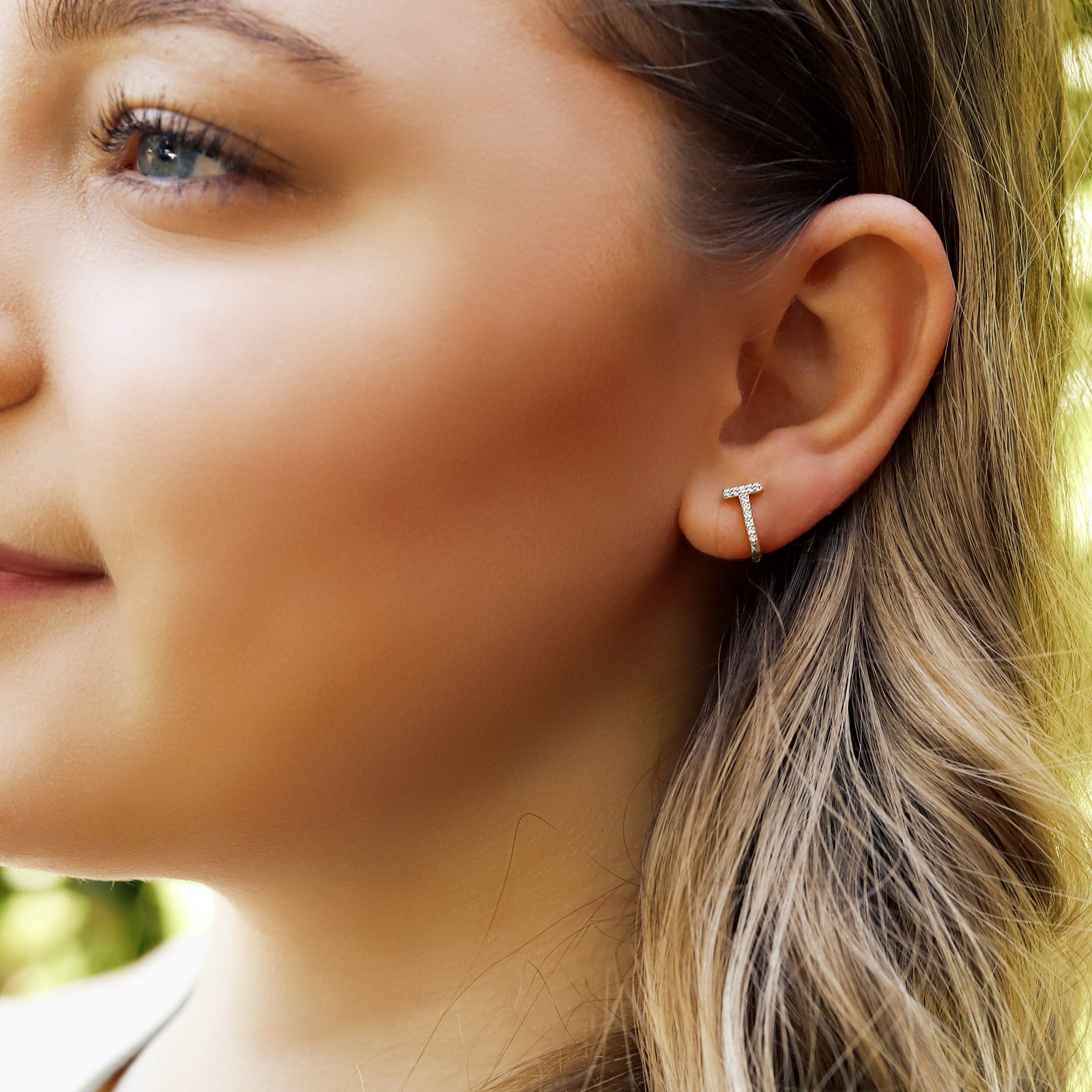 Sterling Silver Huggie Hoop Earrings | Delicate Pave Hoop Earrings | Minimalist Earrings | Silver Geometric Hoops | Simple Silver Earrings |