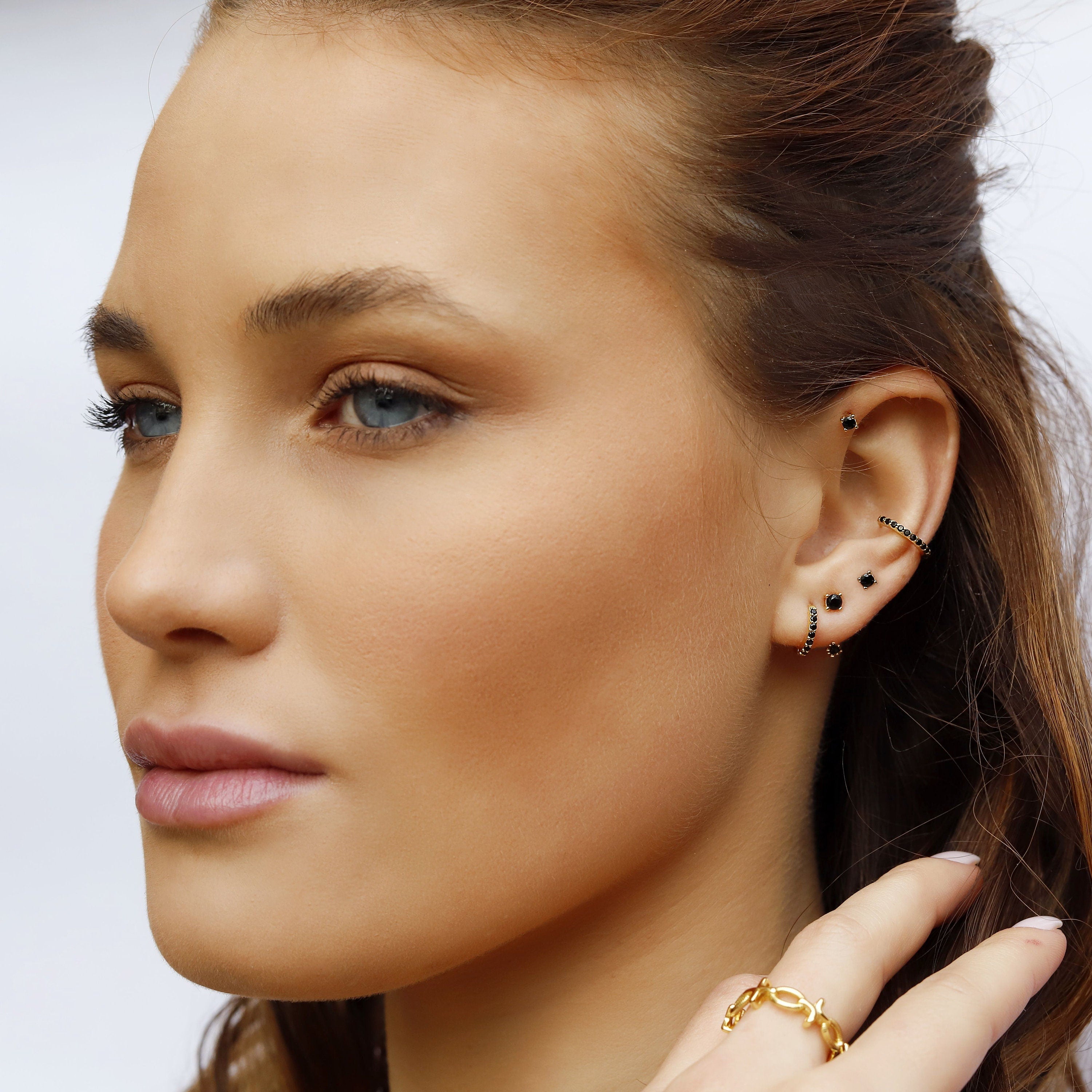 Huggie Hoop Earrings • gold conch hoop • cartilage hoop • hoop earrings • silver pave ring hoop • tragus hoop • small helix hoop