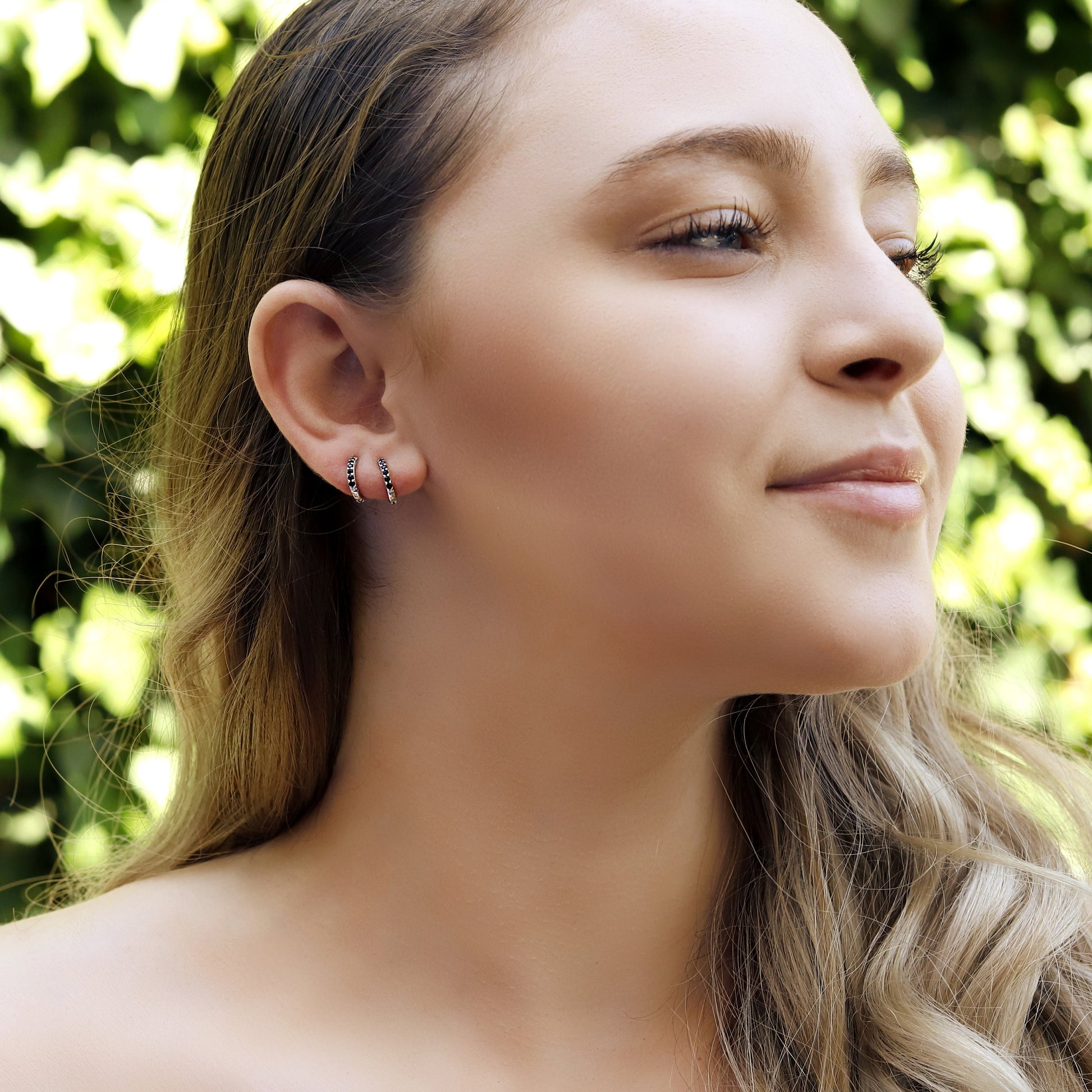 Huggie Hoop Earrings • gold conch hoop • cartilage hoop • hoop earrings • silver pave ring hoop • tragus hoop • small helix hoop