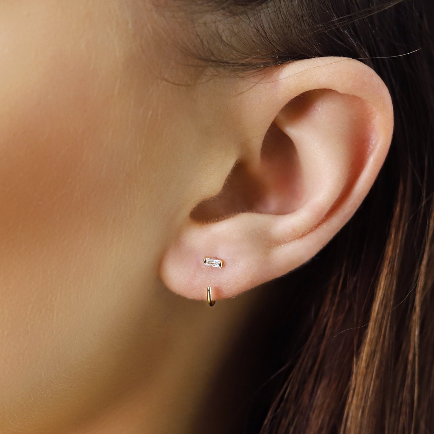 Milana - Minimalist Baguette Hoops • small hoop earrings • open hoop earrings • dainty hoops • silver hoops • Baguette hoops