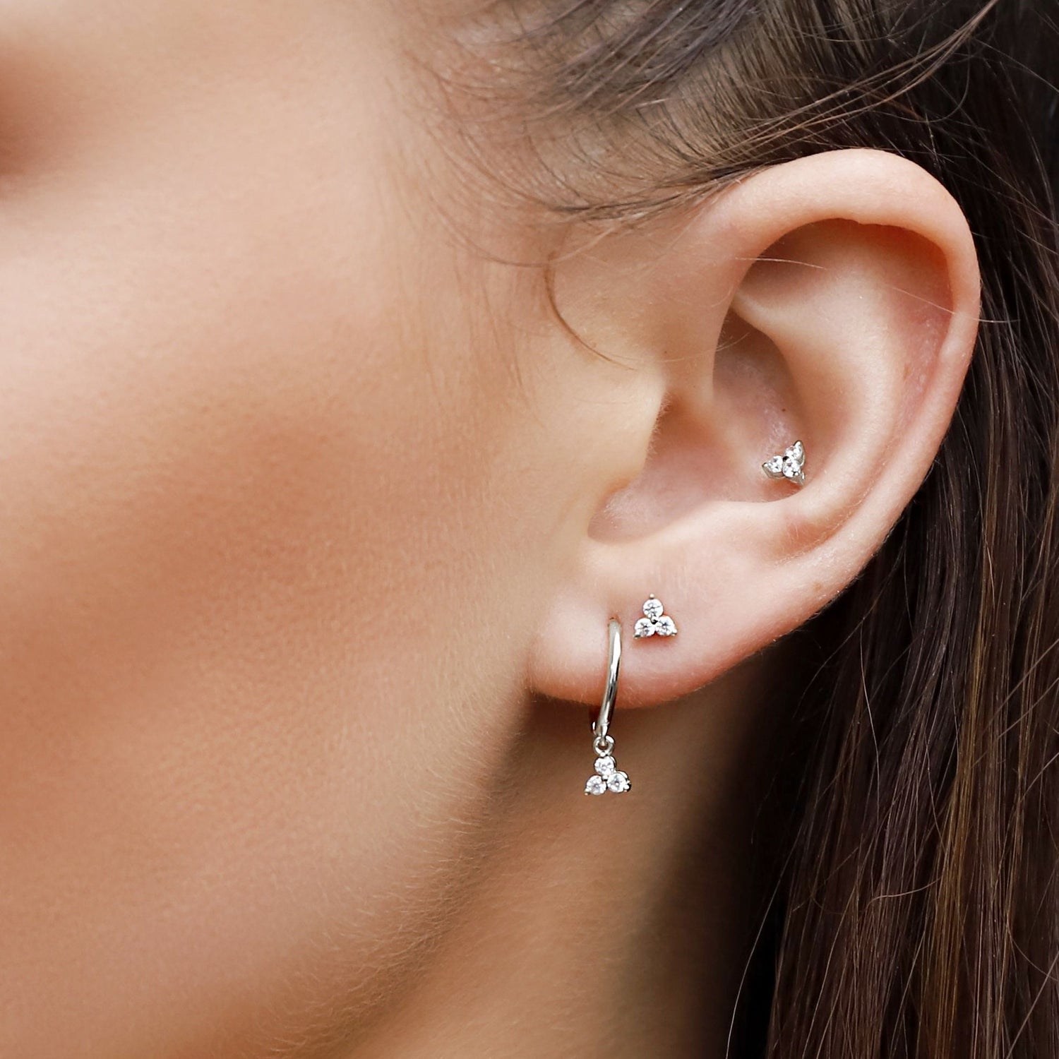 Tiny Huggie Drop Hoop Earrings,Huggie Hoop Earrings,Dainty CZ Hoop Earrings, Dainty Huggies,18K Gold Plated Hoops,Sterling Silver Huggies