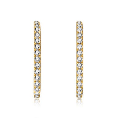 Minimalist Lobe Suspender Earrings -Huggie Style Earrings - Silver Pave Bar Earrings - Tiny Earrings - Dainty - Huggie Earrings