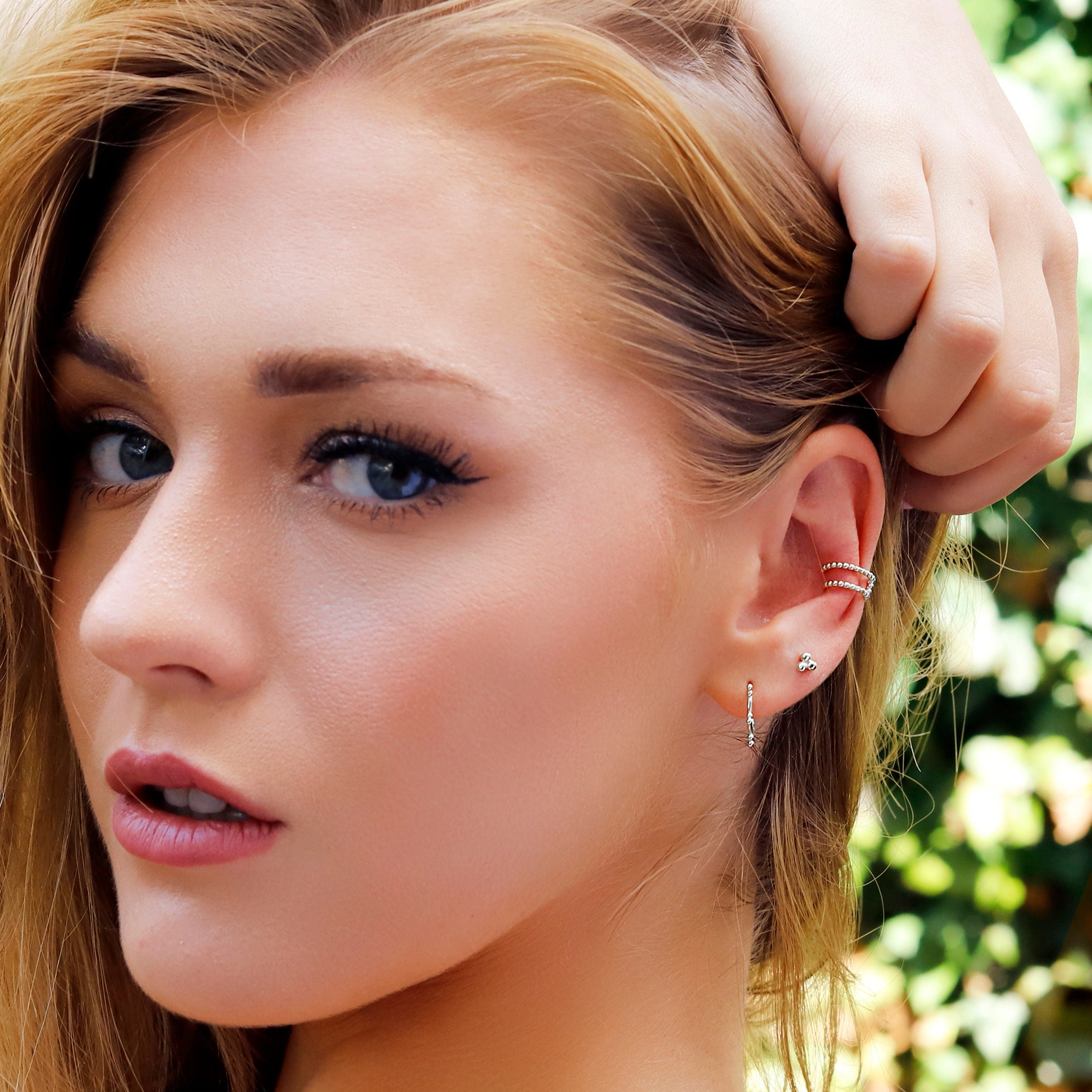 Tiny Huggie Hoop Earrings, Bead Sleeper Hoops, Dainty Hoop Earrings, Tiny Huggies, 18K Gold Plated Hoops,Sterling Silver Huggies