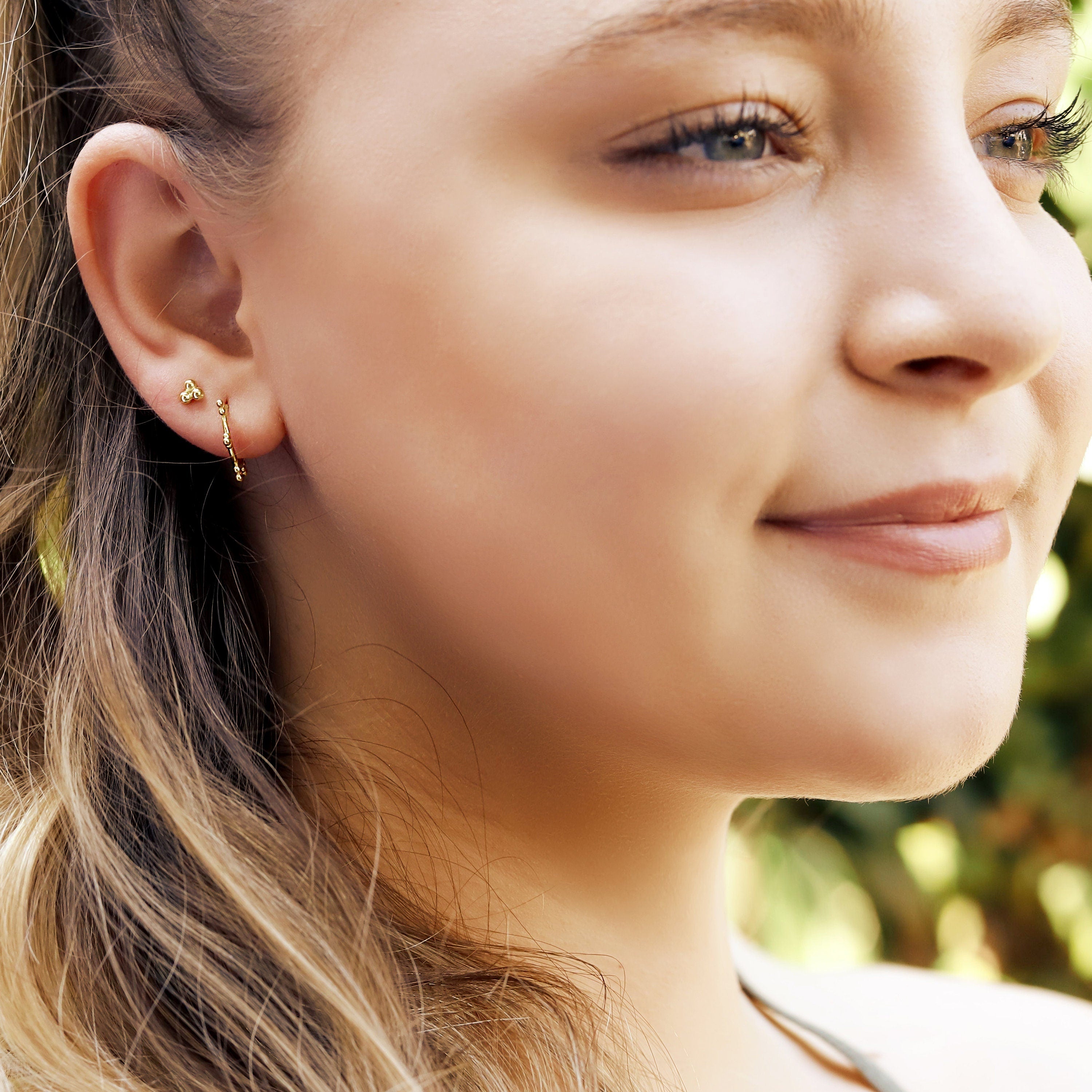 Tiny Huggie Hoop Earrings, Bead Sleeper Hoops, Dainty Hoop Earrings, Tiny Huggies, 18K Gold Plated Hoops,Sterling Silver Huggies