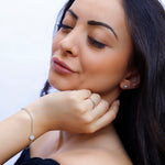 Delicate AJJ sterling silver pave bracelet ideal for layering, showcasing elegant craftsmanship and intricate design.