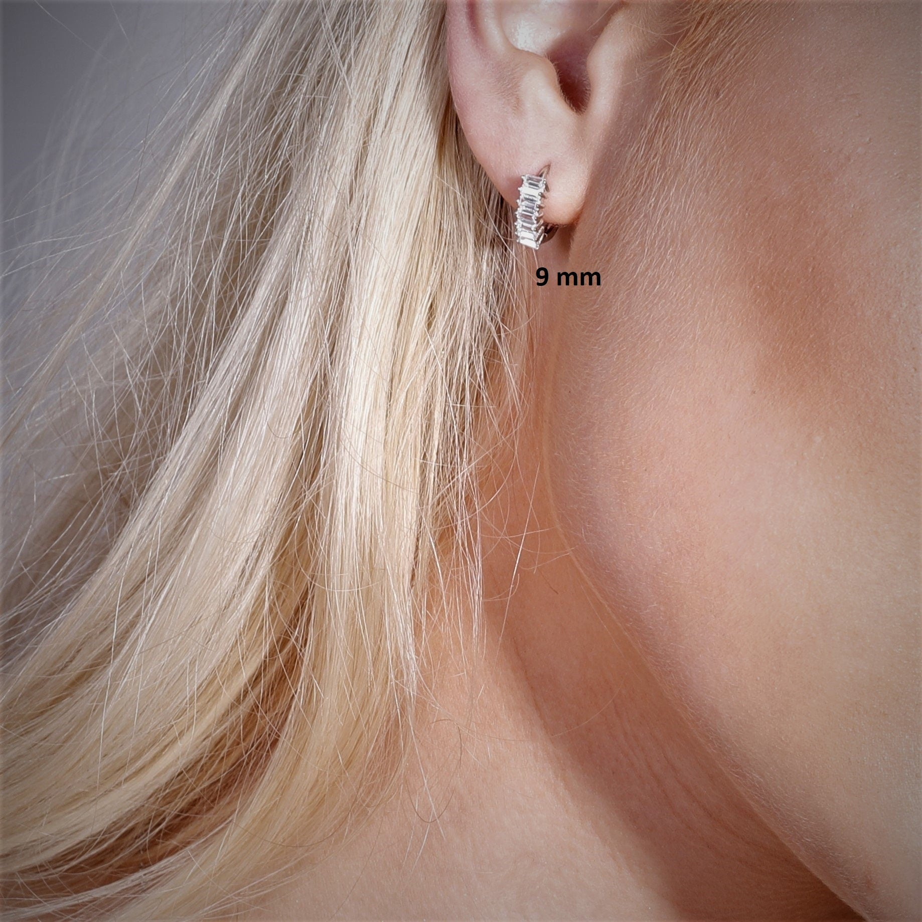 Sterling Silver Huggie Hoop Earrings | Baguette Hoop Earrings | Minimalist Earrings | Gold Lightweight Hoops | Simple Silver Earrings |