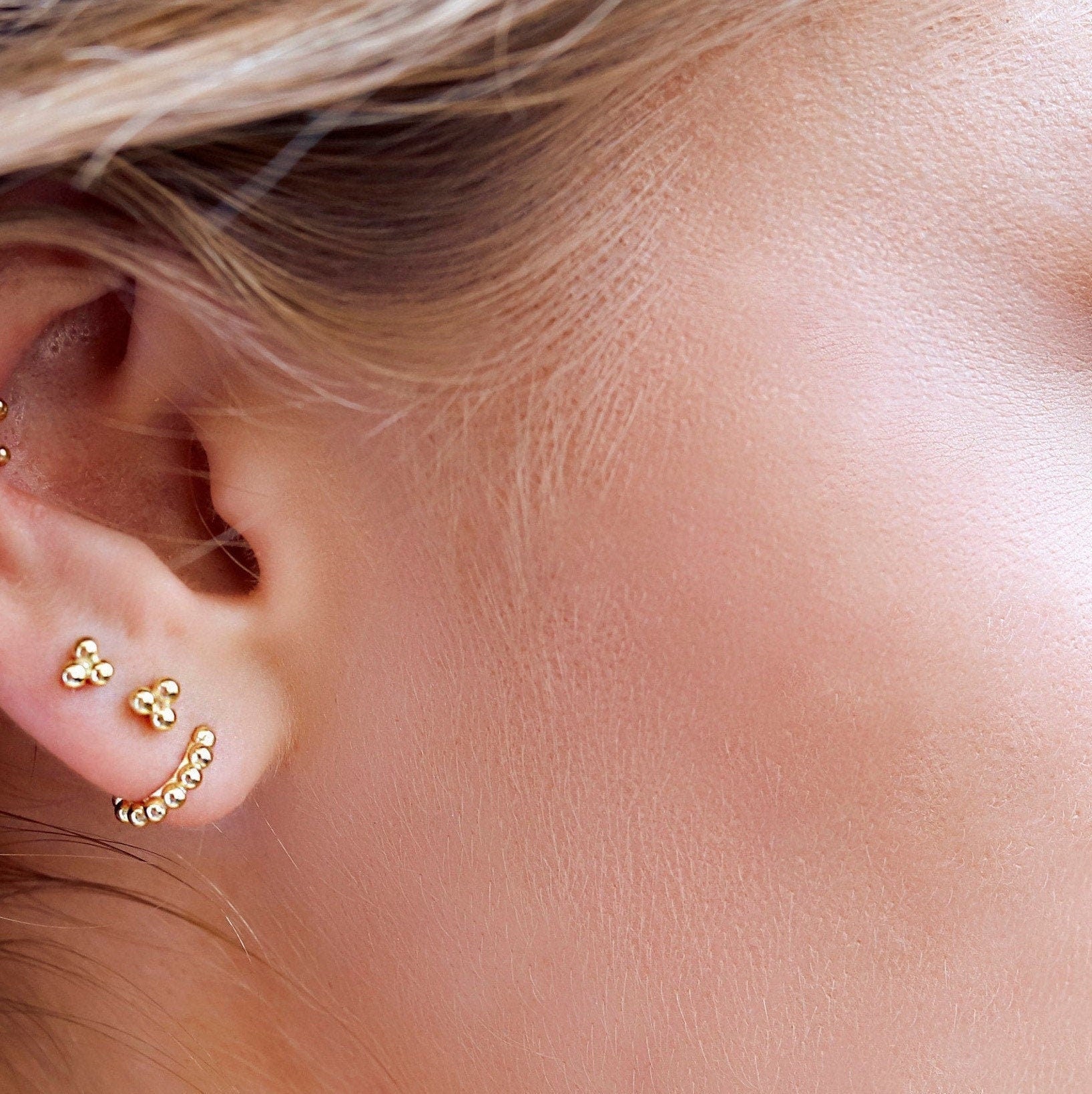 Sterling Silver Huggie Hoop Earrings | Delicate Bead Hoop Earrings | Minimalist Earrings | Silver Huggie Hoops | Simple Silver Earrings |