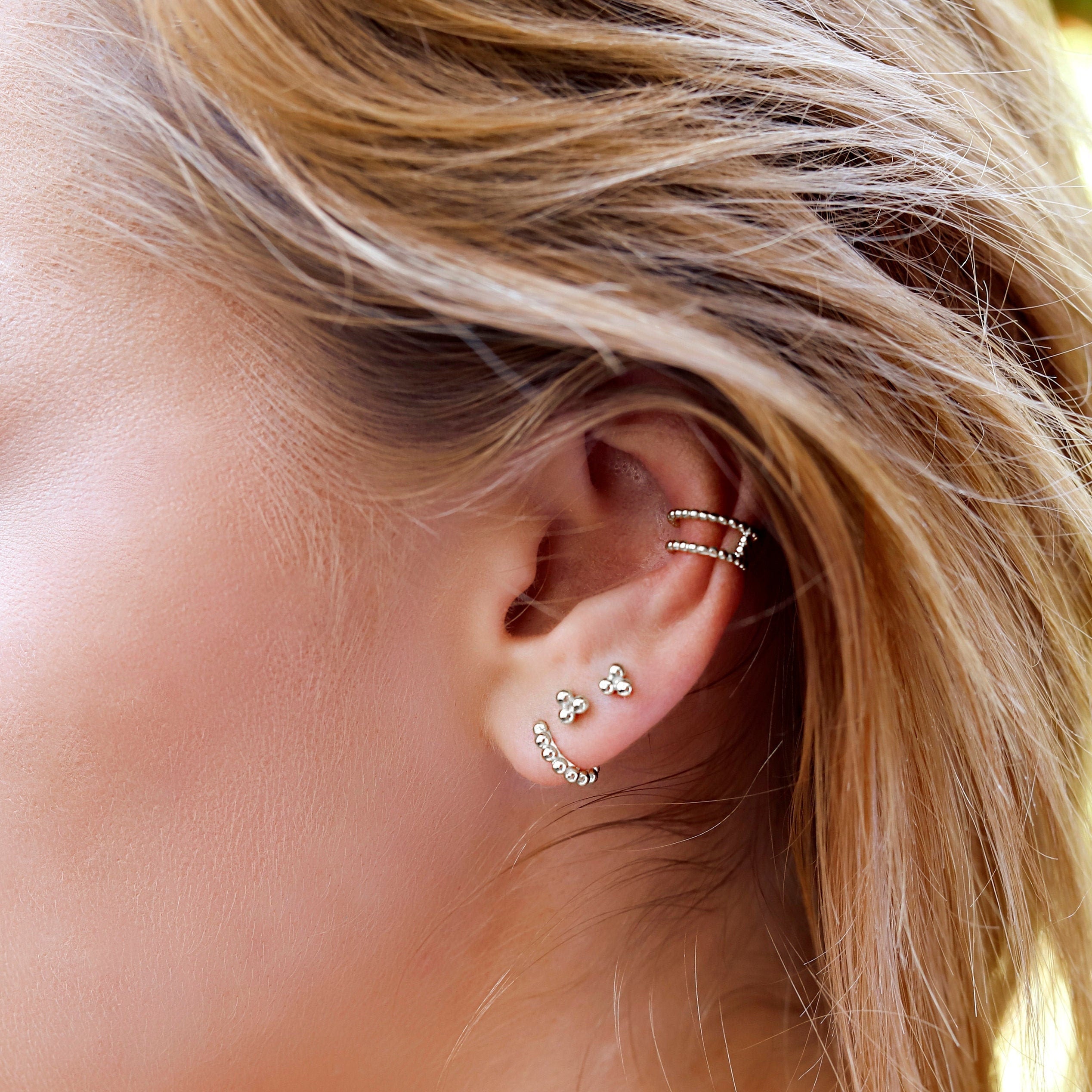 Sterling Silver Huggie Hoop Earrings | Delicate Bead Hoop Earrings | Minimalist Earrings | Silver Huggie Hoops | Simple Silver Earrings |