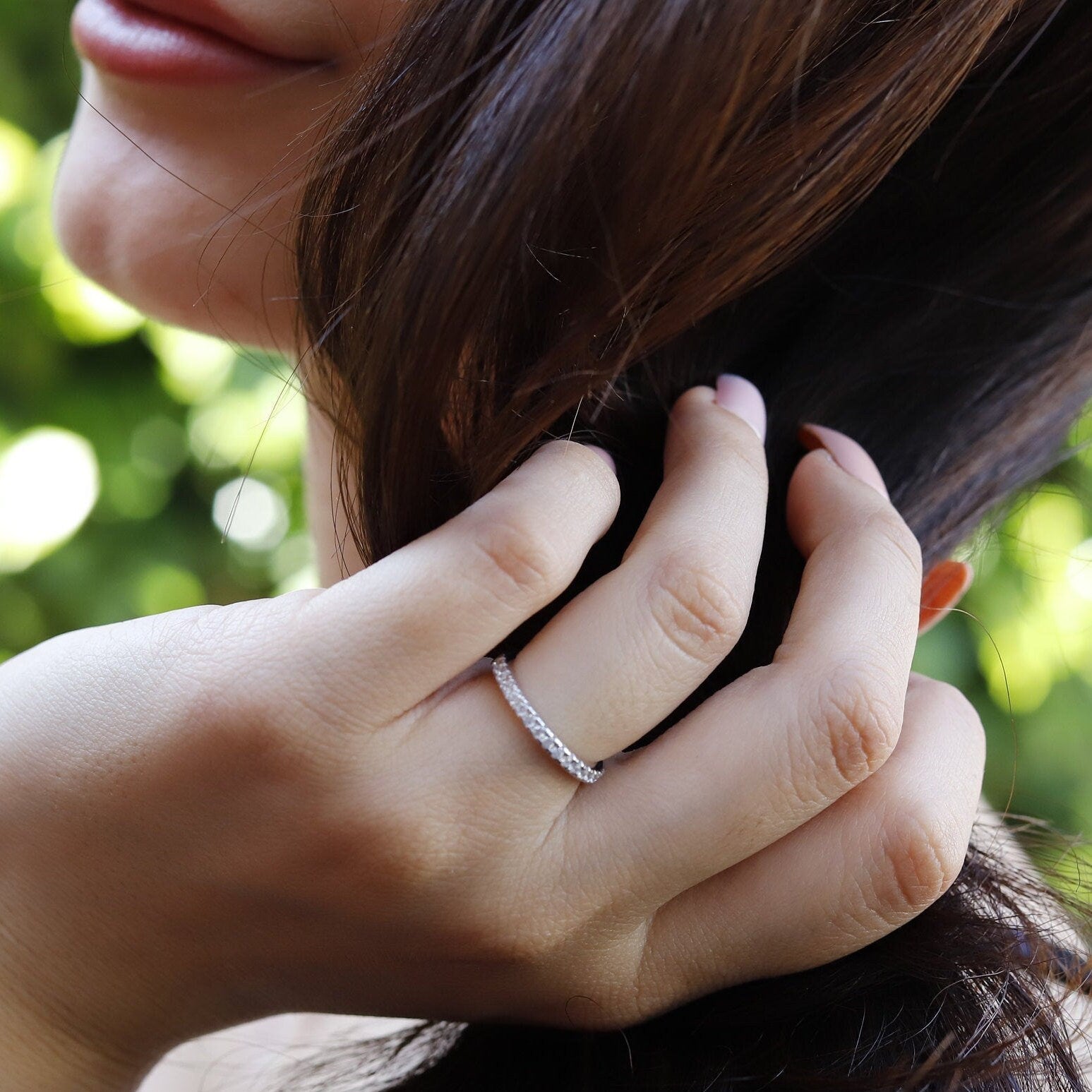 kaitie - Wedding Band, Full Round Engagement Ring, Crystal Wedding Ring, Bridal Ring, Delicate Eternity Band, Full Round Bridal Band