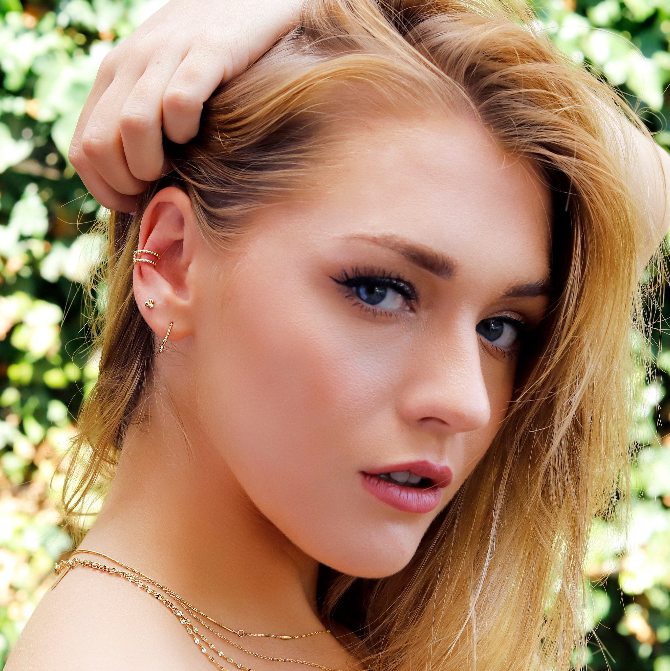 Tiny Huggie Hoop Earrings, Bead Sleeper Hoops, Dainty Hoop Earrings, Tiny Huggies, 18K Gold Plated Hoops,Sterling Silver Huggies