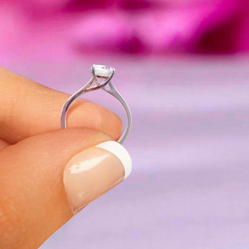 Angela - 1ct Emerald Solitaire Ring | Sterling Silver Engagement Ring | Promise Ring for women | Bridal Ring in US UK size | High Quality!