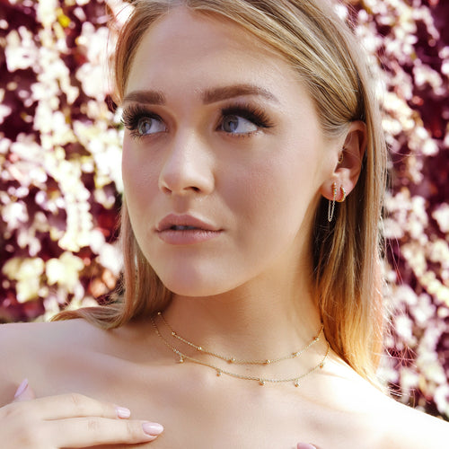 Beck - Dainty Gold Layering Necklace, 925 Sterling Silver 18K Gold plated, dainty beaded necklace