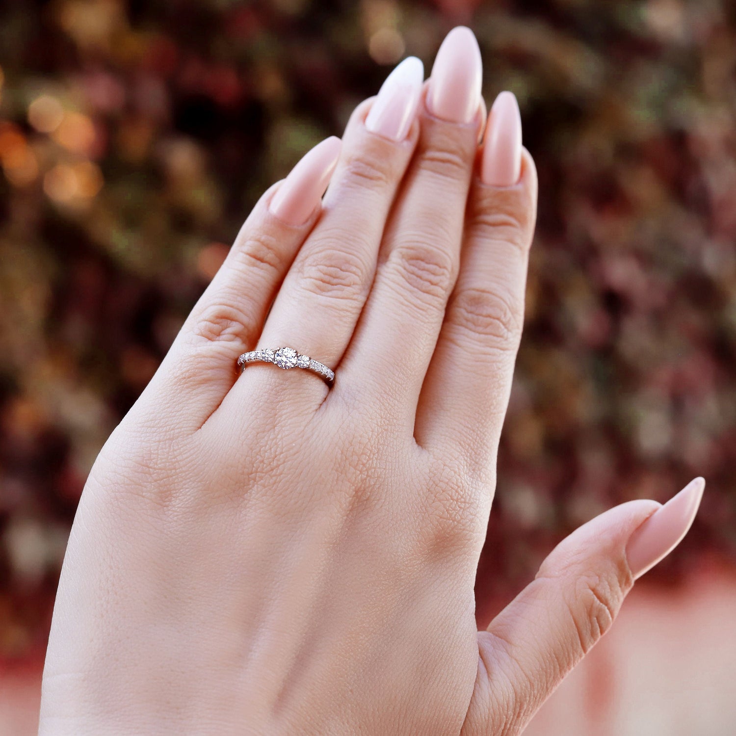 Triny | 0.5ctw Round 3 Stone Ring | Sterling Silver Engagement Ring | Promise Ring for women | Bridal Ring in US UK size | High Quality!