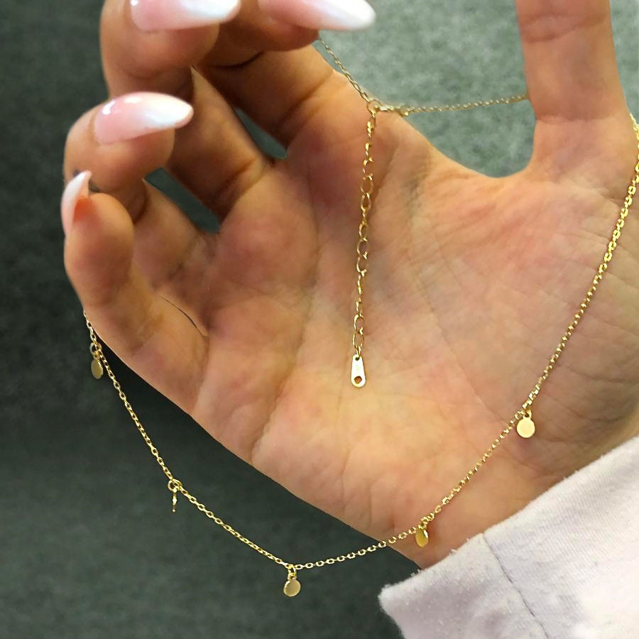 Amanda - Gold Disc Necklace - Dainty Coin Necklace - Gold Coin Choker - Small Disc Necklace