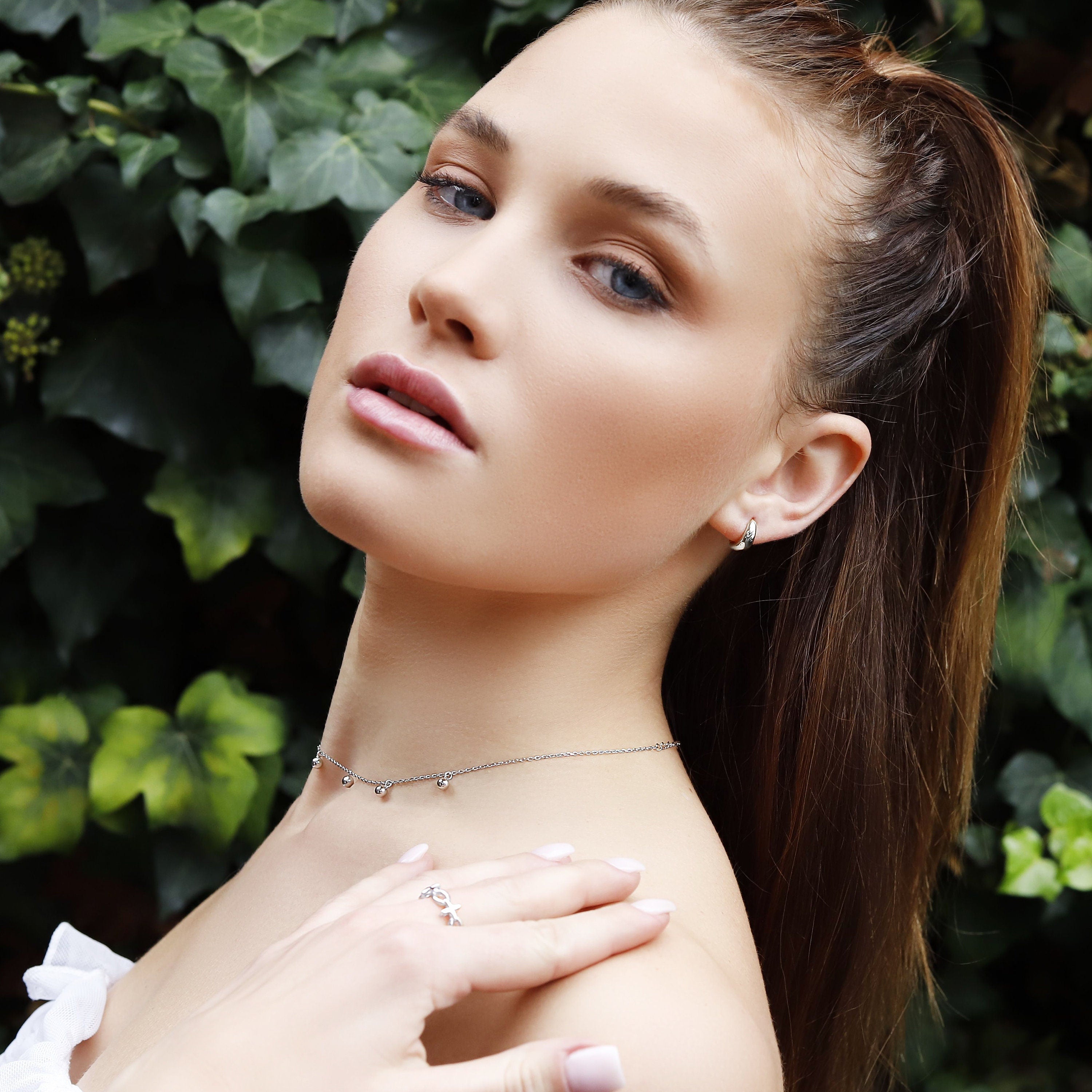 Loyra - Delicate Layered Necklaces • Ball Drop Chain • Choker Necklace, Satellite Necklace, Dainty Necklace, Layering Beaded Chain