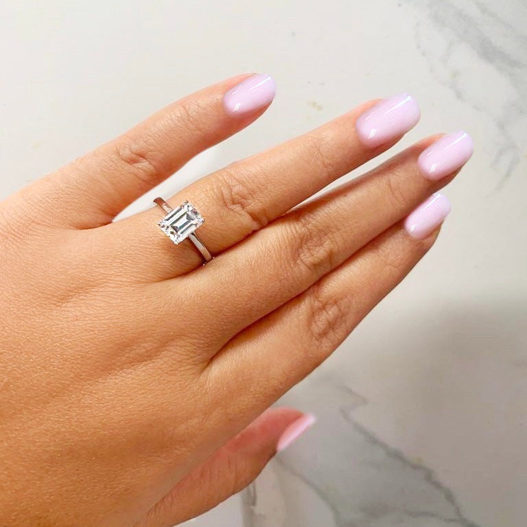 Angela - 1ct Emerald Solitaire Ring | Sterling Silver Engagement Ring | Promise Ring for women | Bridal Ring in US UK size | High Quality!
