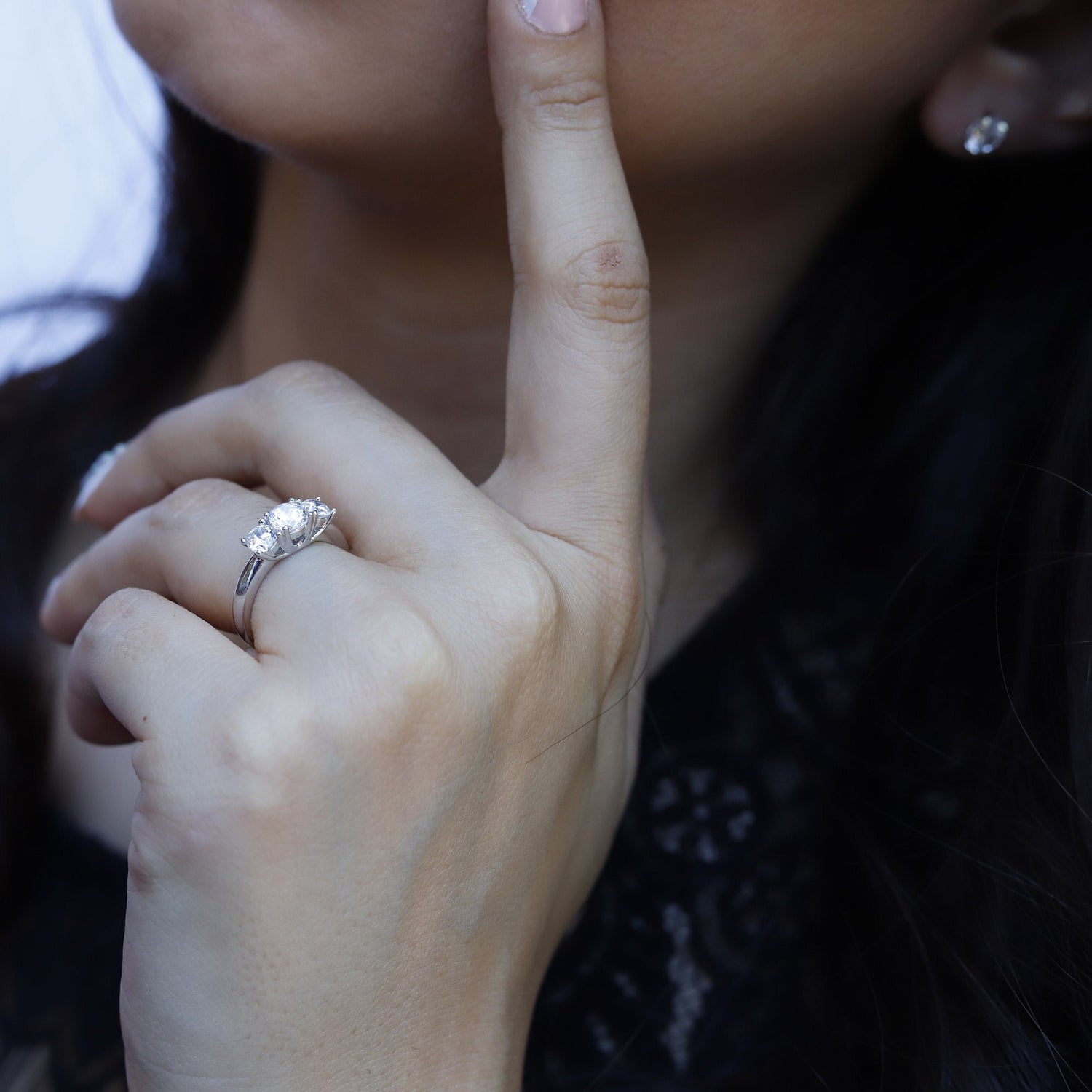 Poppy - 925 Sterling Silver Simulated Diamond Trilogy Eternity Engagement Wedding Ring for women, Promise Bridal Ring