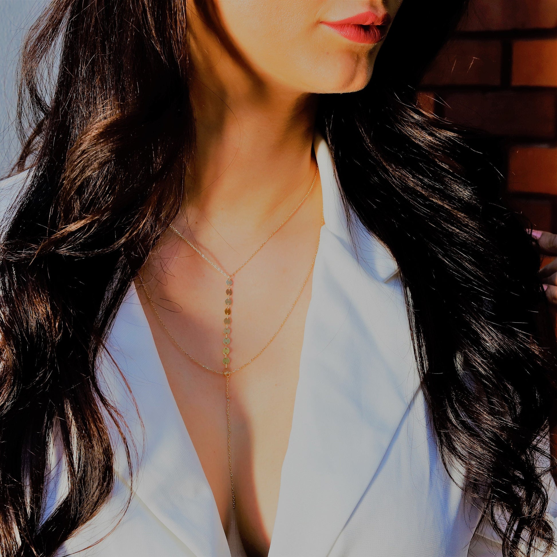 Debbie - Gold Disc Necklace - Dainty Coin Necklace - Gold Coin Choker - Small Disc Layer Necklace